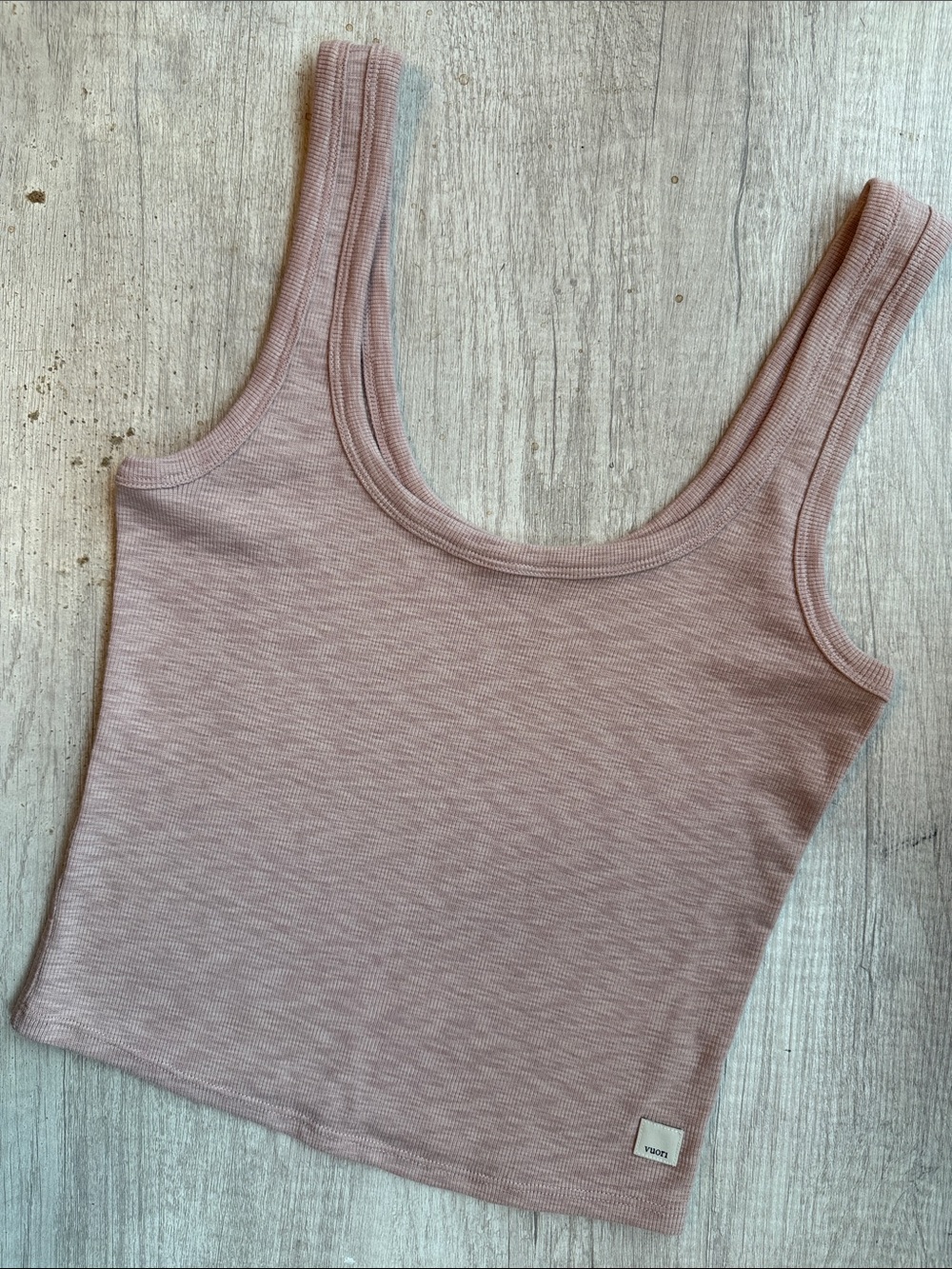 Vuori Sunrise Ribbed Heathered Light Pink Tank Top S